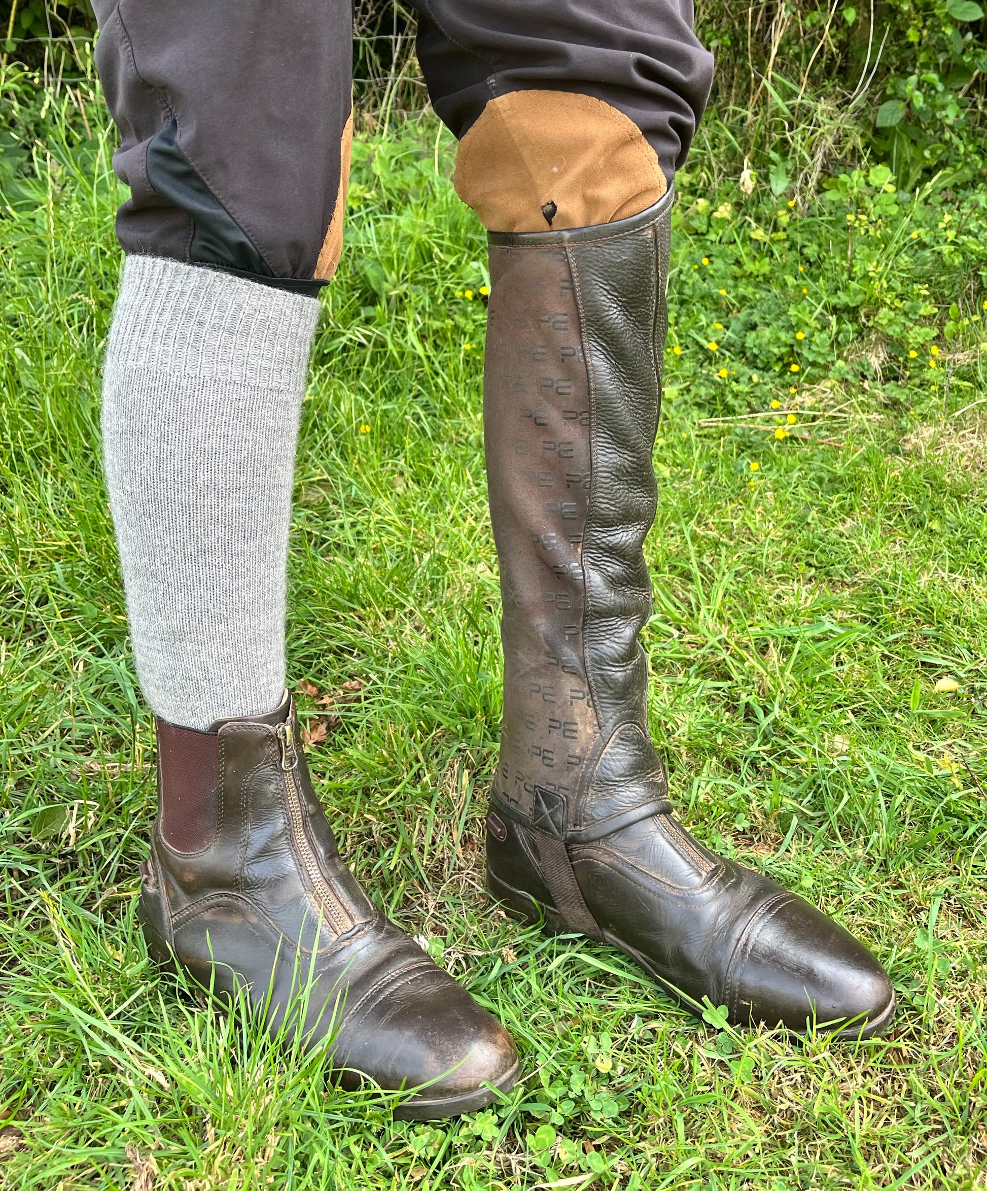 Alpaca riding sock grey