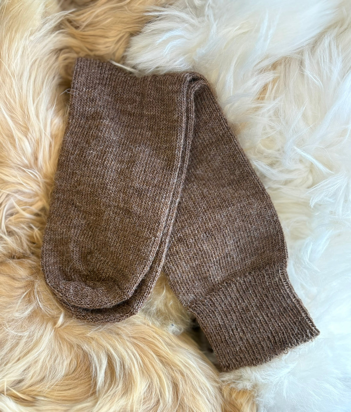brown everyday alpaca socks fluffy background