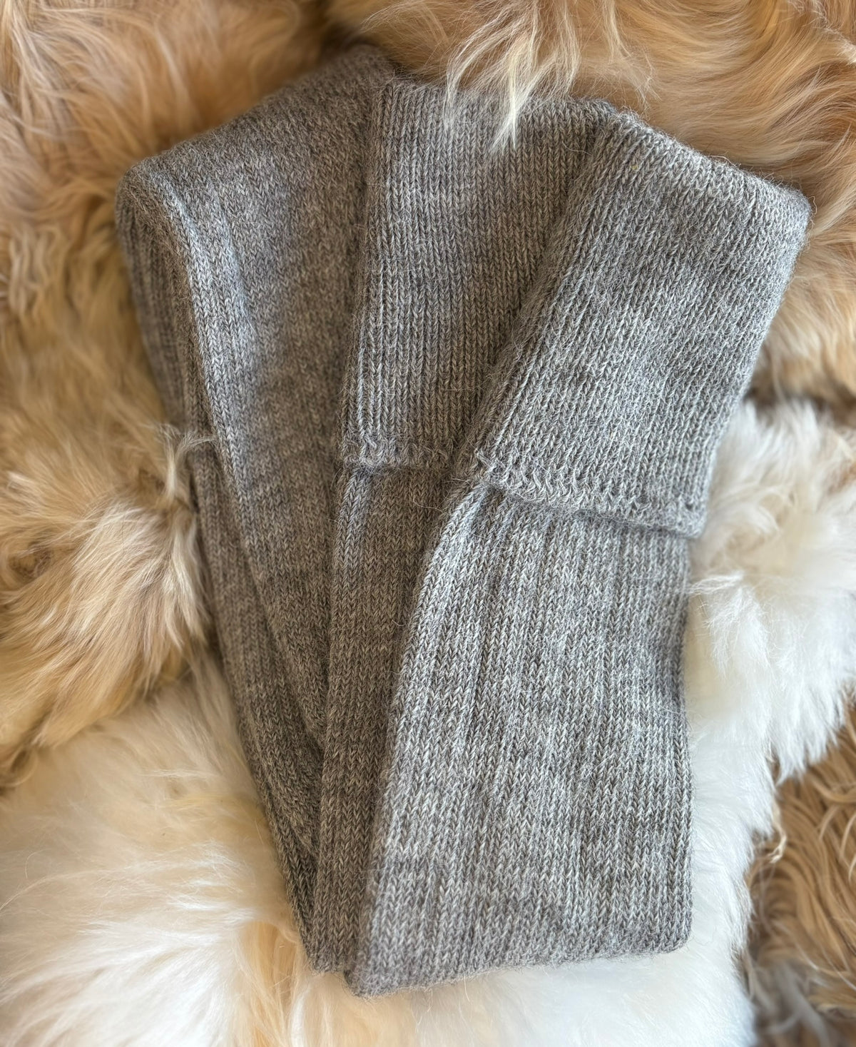 grey alpaca country socks fluffy background