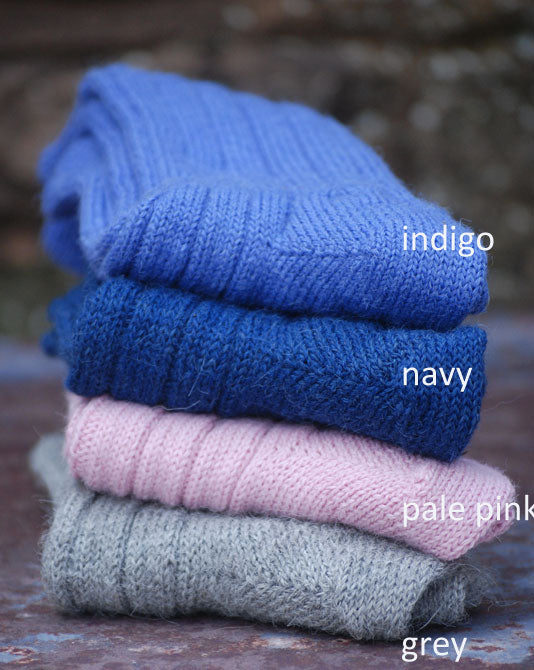 indigo navy pale pink grey alpaca socks