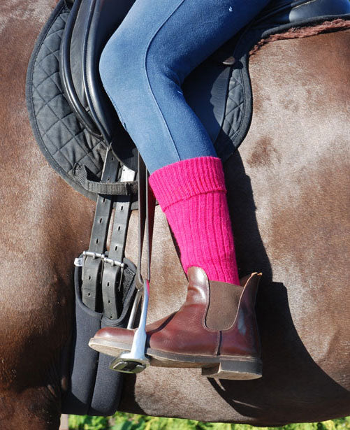 Raspberry three quarter length alpaca socks