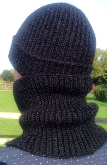 Hand Knitted Men's Alpaca Wool Hat and Snood Scarf 