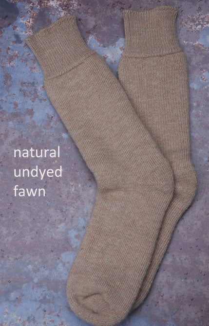 natural undyed fawn alpaca walking socks