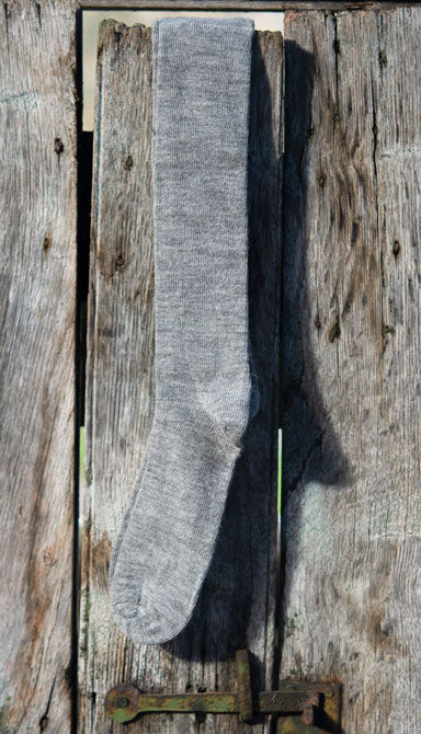 Natural undyed grey knee length alpaca socks