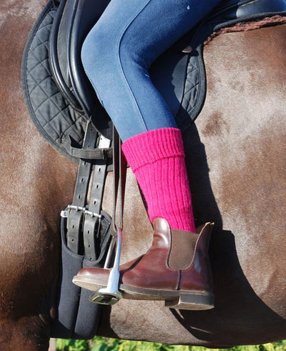 Raspberry three quarter length alpaca socks