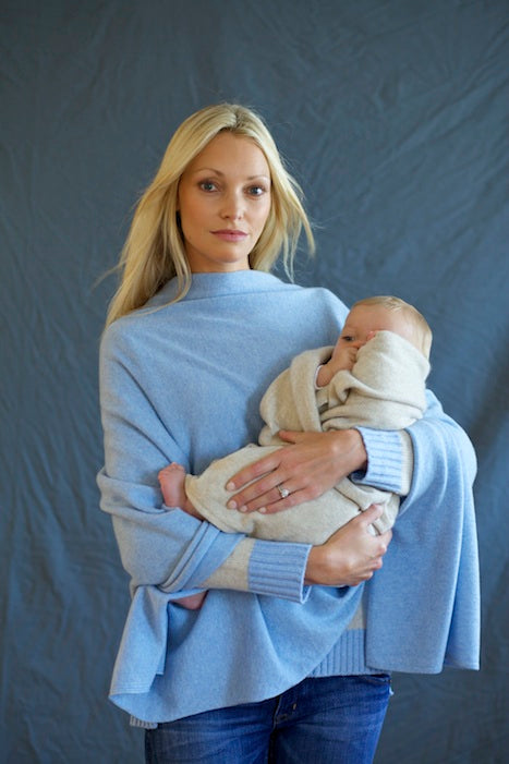 pale blue 100% cashmere poncho