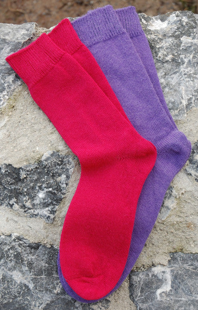 pink and purple alpaca socks women