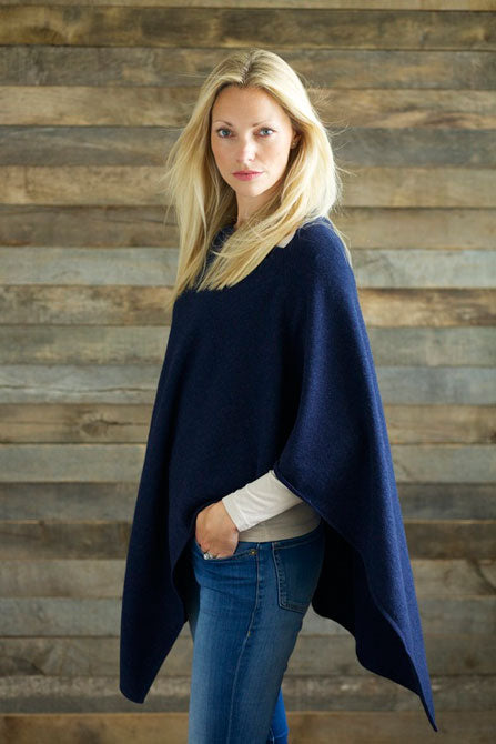 navy cashmere poncho