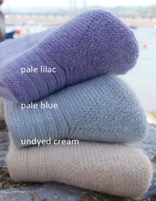 pale blue, lilac and cream alpaca warm socks