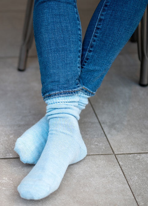 pale blue alpaca socks