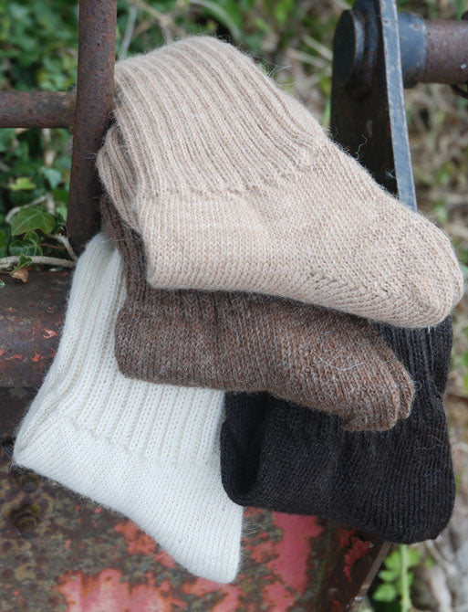 soft topped alpaca socks natural colours