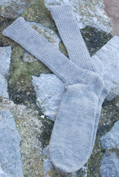 Undyed Natural Grey Alpaca socks