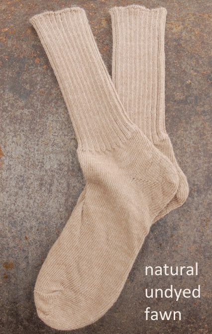 natural undyed fawn alpaca soft bed socks