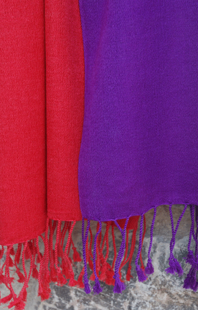 red pashmina, purple pashmina