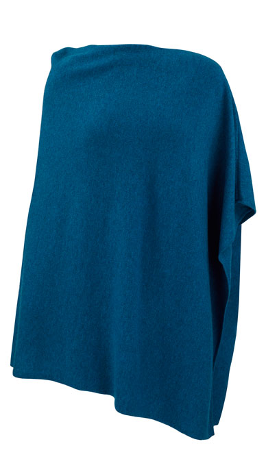 teal pure cashmere poncho