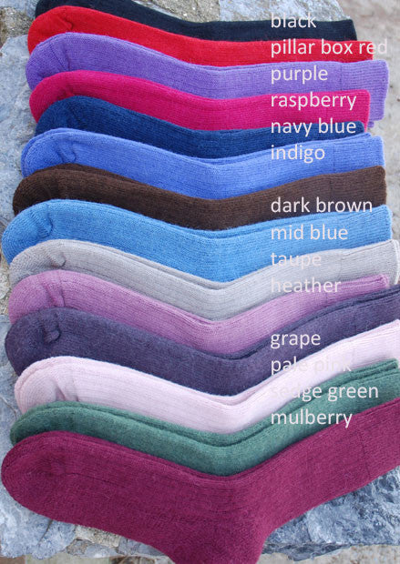 different colours of short ribbed alpaca socks