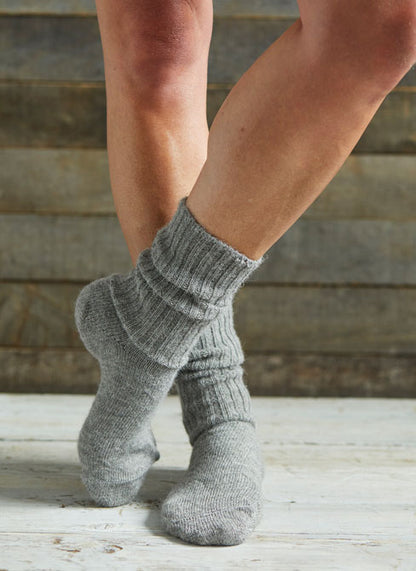 Natural Grey Alpaca soft topped socks