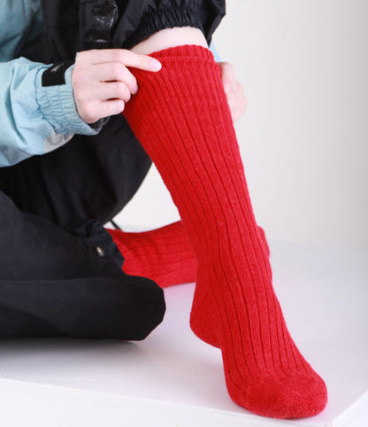 Cherry Red alpaca three quarter length socks